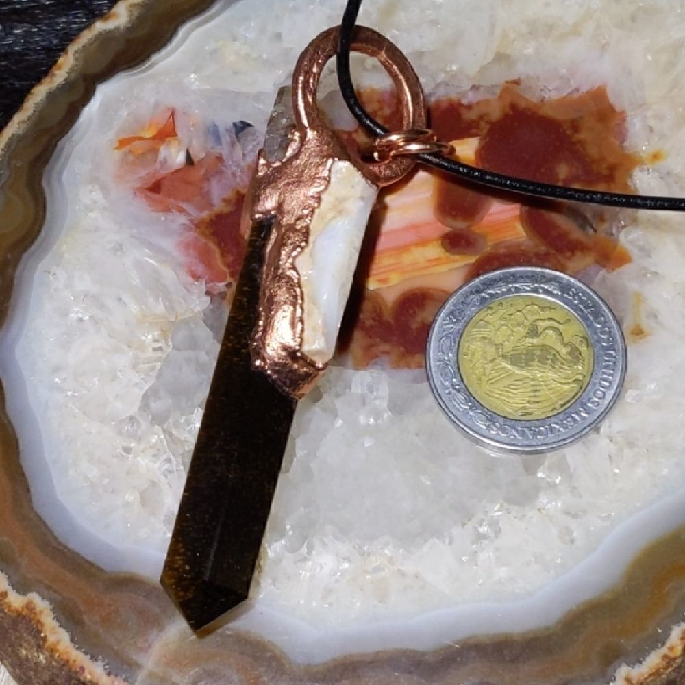 'Terrawver' Australian White Opal, Tigers Eye Tower & Raw Citrine Necklace - Picture 6 of 8